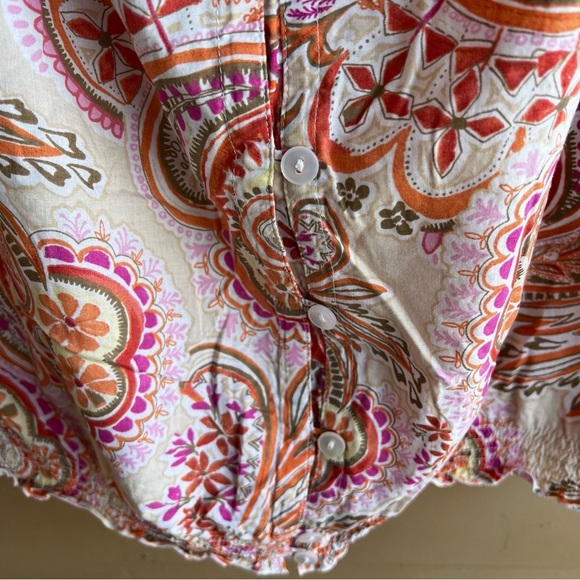 Liz Claiborne Boho Short Sleeve Blouse - Size L - Floral Spring Summer Casual - Picture 5 of 6